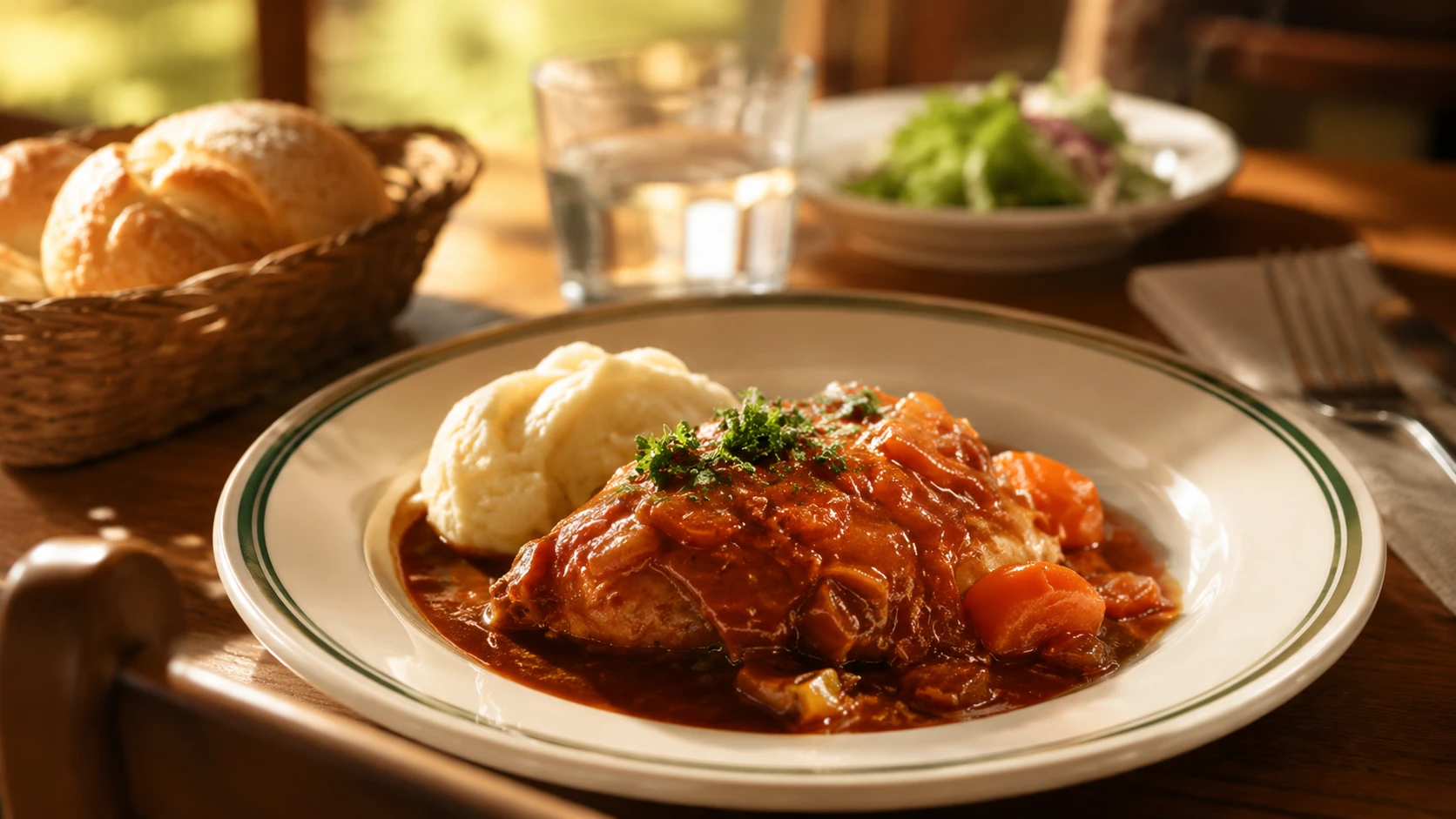 日差しの入るテーブルに並んだランチ料理